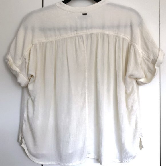 O'Neill Shelly Top Womens Off White Button Front Short Sleeve Blouse Size Small - Picture 4 of 7